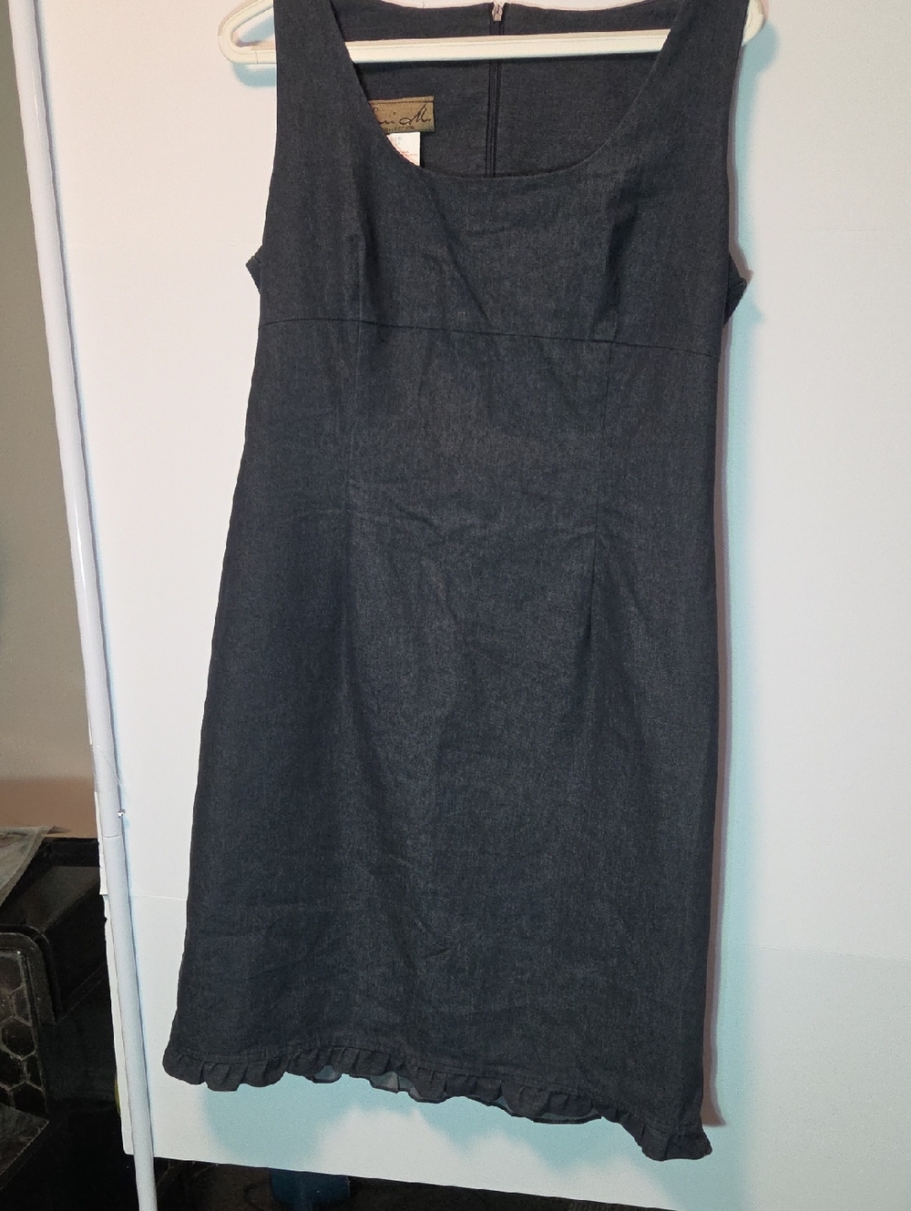 Lori M Collection Charcoal Midi Dress Sleeveless Ruffle Hem 14